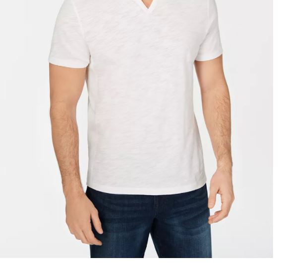 Camiseta masculina canelada com fenda INC International Concepts, branca, tamanho X-G