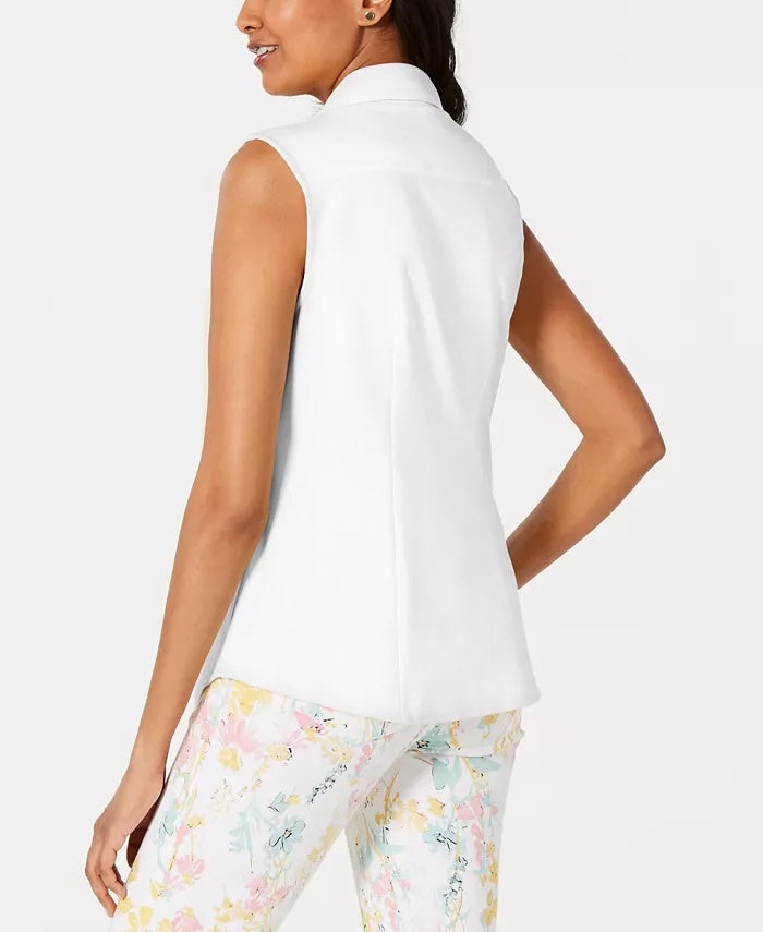 Camisa feminina de algodão Charter Club, branca, tamanho 2, pequena