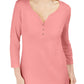 Karen Scott Top Henley de Algodão Feminino Rosa Tamanho Médio