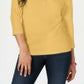 Camisa Henley de algodão pequena Karen Scott feminina, amarela, tamanho pequeno, extra grande