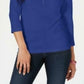 Camisa Henley de algodão pequena Karen Scott feminina, azul, tamanho pequeno