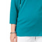 Karen Scott Blusa feminina plus size de algodão com decote dividido, azul-petróleo, tamanho 1X