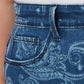 Calça jeans feminina plus size estampada, reta, azul, tamanho 14W, da Charter Club
