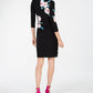 Vestido tubinho floral de manga comprida feminino INC International Concepts, preto, tamanho pequeno e pequeno