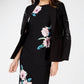 Vestido tubinho floral de manga comprida feminino INC International Concepts, preto, tamanho pequeno e pequeno