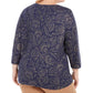 Karen Scott Top Henley estampado plus size feminino azul tamanho 0X