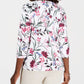 Karen Scott Top Henley Estampado Feminino Branco Tamanho Pequeno