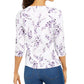 Karen Scott Blusa Feminina Estampada Manga 3/4 Azul Escuro Tamanho P