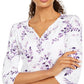 Karen Scott Blusa Feminina Estampada Manga 3/4 Azul Escuro Tamanho P