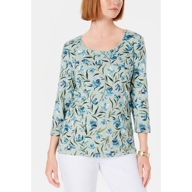 Karen Scott Audra Oasis Blusa Estampada Feminina Verde Tamanho Pequeno Pequeno