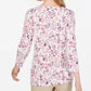 Karen Scott Top Henley Feminino Petite com Estampa Floral Branco Tamanho Petit