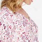 Karen Scott Top Henley Feminino Petite com Estampa Floral Branco Tamanho Petit
