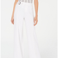 Calça feminina Petite com cinto lateral e perna larga, lavada, branca, tamanho 4 Petite da INC International Concepts