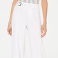 Calça feminina Petite com cinto lateral e perna larga, lavada, branca, tamanho 4 Petite da INC International Concepts