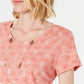 Blusa feminina de algodão com estampa de gola redonda, tamanho X-S, laranja, estilo Style &amp; Co