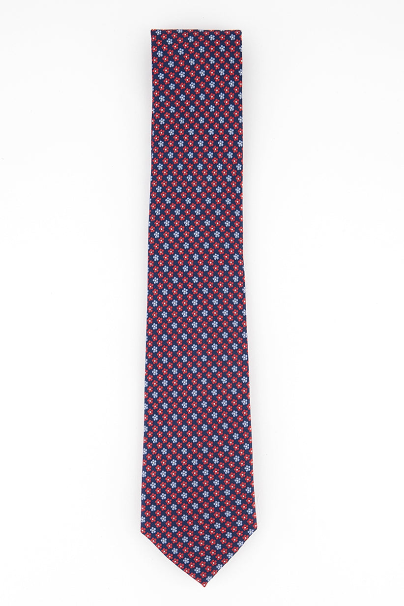 Gravata Club Room Masculina Daisy Neat Vermelha Tamanho Regular