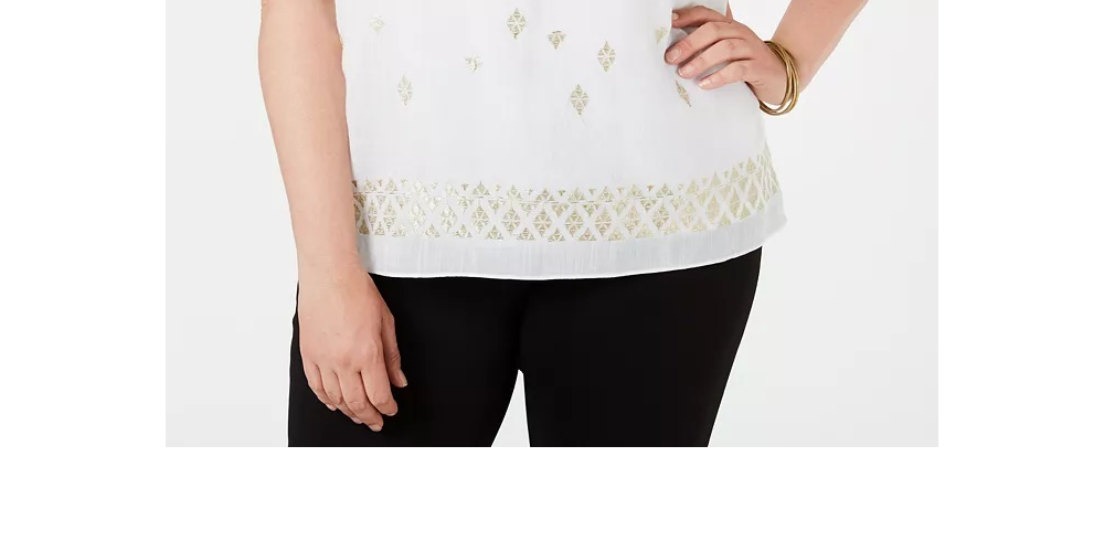 Top bordado ombro a ombro plus size da coleção feminina JM, branco, tamanho 3X