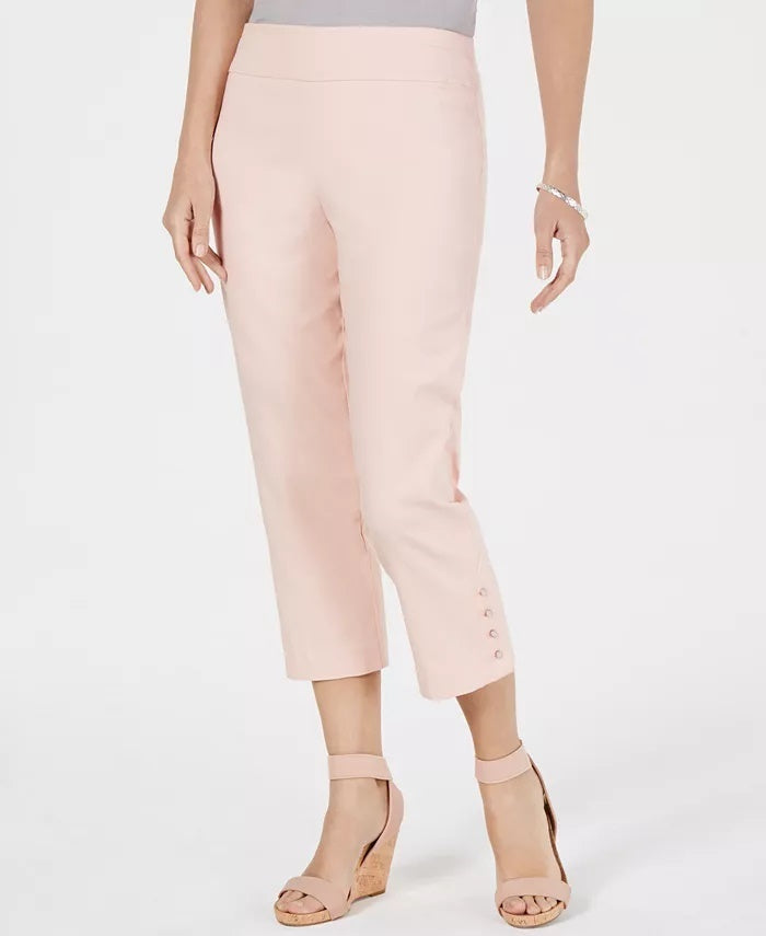 Calça capri feminina com controle de barriga e bainha abotoada JM Collection, laranja, tamanho grande