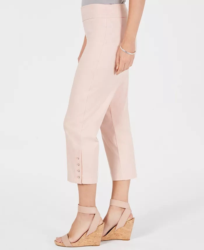 Calça capri feminina com controle de barriga e bainha abotoada JM Collection, laranja, tamanho grande