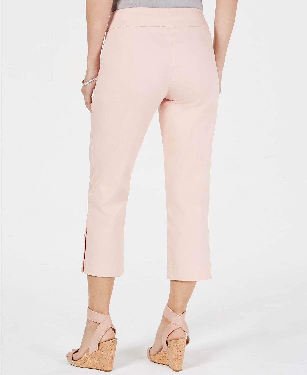Calça capri feminina com controle de barriga e bainha abotoada JM Collection, laranja, tamanho grande