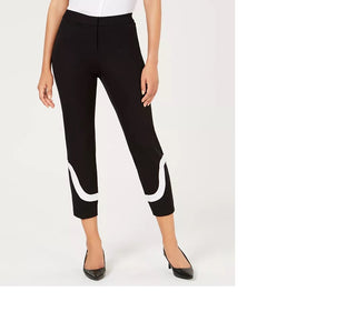 Calça Alfani Feminina Colorblocked Preta Tamanho 6 Petite
