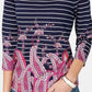 Blusa listrada com estampa paisley feminina Charter Club, azul, tamanho médio
