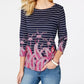 Blusa feminina listrada com estampa paisley Charter Club, azul, tamanho extra pequeno