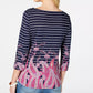 Blusa feminina listrada com estampa paisley Charter Club, azul, tamanho extra pequeno
