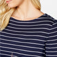 Blusa feminina listrada com estampa paisley Charter Club, azul, tamanho extra pequeno