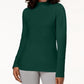 Karen Scott Blusa de gola alta feminina de algodão, verde, tamanho extragrande