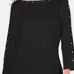 Karen Scott Blusa de algodão com decote canoa e tachas feminina, preta, tamanho pequeno e pequeno