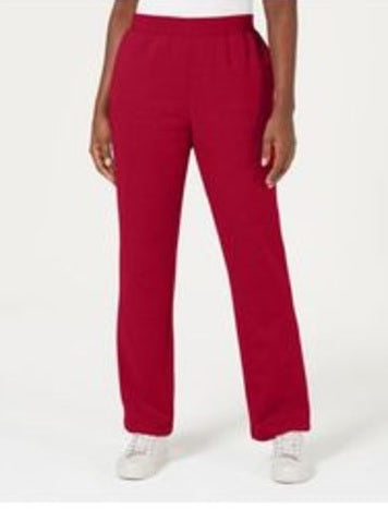 Calça feminina Karen Scott Classic Fleece com cintura elástica, vermelha, tamanho grande