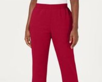 Calça feminina Karen Scott Classic Fleece com cintura elástica, vermelha, tamanho grande