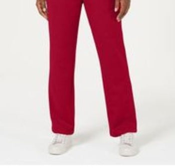 Calça feminina Karen Scott Classic Fleece com cintura elástica, vermelha, tamanho grande