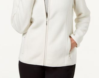 Jaqueta de lã Karen Scott Petite Zeroproof feminina, branca, tamanho extragrande