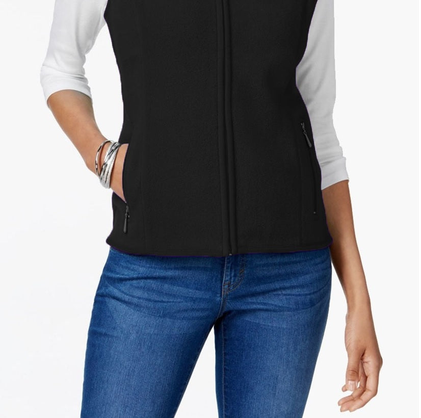 Colete de lã Karen Scott Petite Zeroproof feminino, preto, tamanho médio