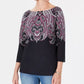 Karen Scott Blusa feminina Lile Paisley com decote canoa, azul marinho, tamanho pequeno