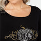 Karen Scott Blusa Feminina Manga 3/4 em Algodão Enfeitado Preto Tamanho P