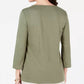 Blusa feminina Karen Scott de algodão com glitter e estampa floral, verde, tamanho pequeno
