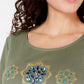 Blusa feminina Karen Scott de algodão com glitter e estampa floral, verde, tamanho pequeno