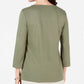 Karen Scott Blusa Feminina de Algodão com Glitter Floral e Estampa Verde Tamanho Extra Grande