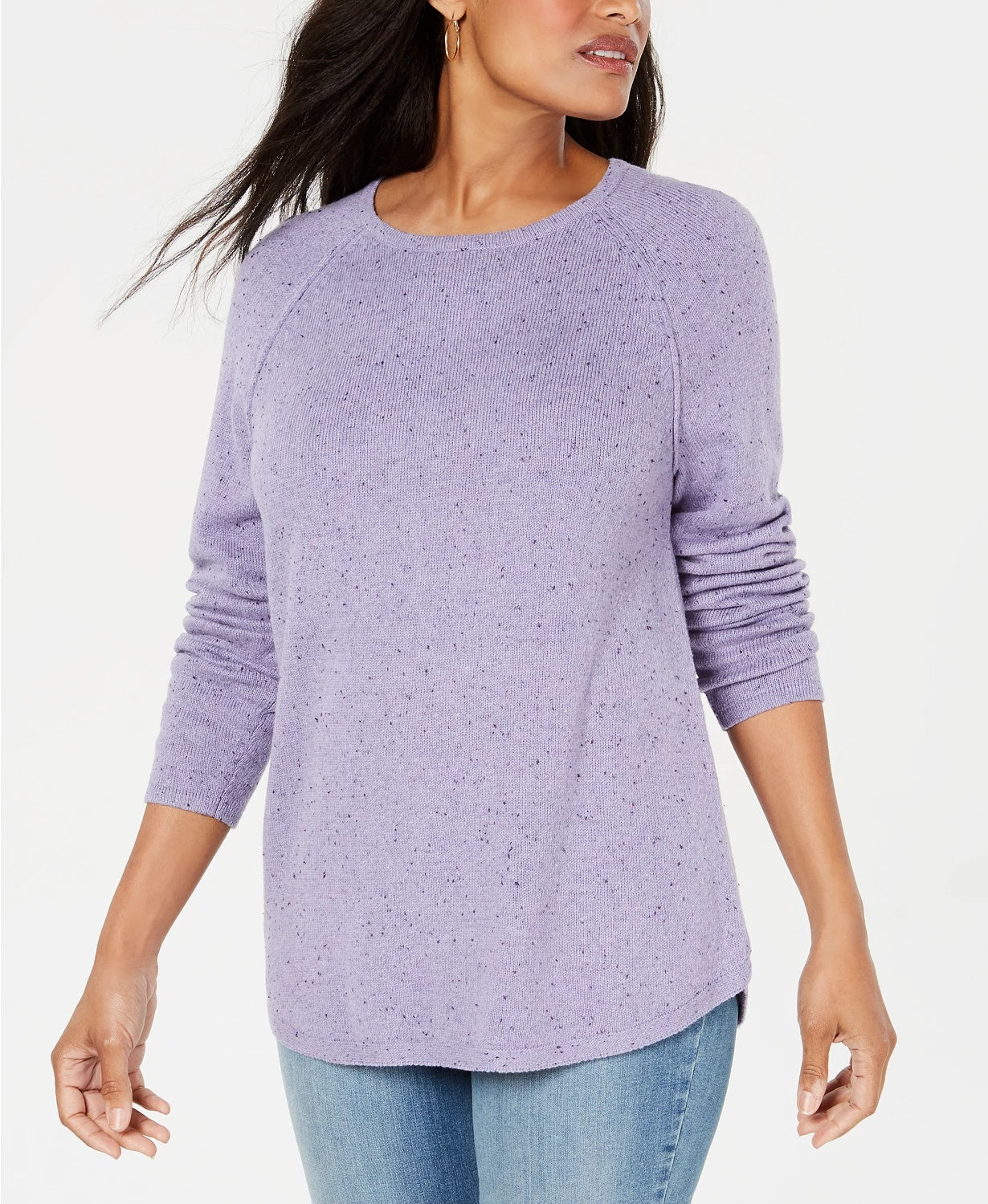 Suéter feminino Karen Scott com bainha curva, azul, tamanho extra grande