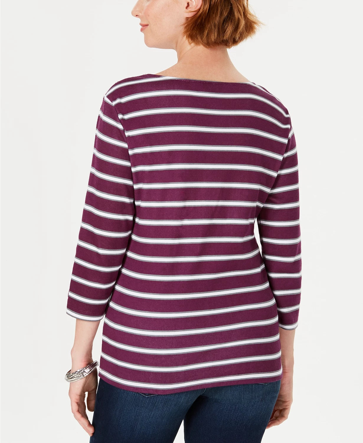 Karen Scott Blusa feminina Ditsy com bolso floral e listrado, vermelha, tamanho pequeno