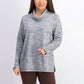 Karen Scott Sport Feminino Space-Dyed Cowlneck Top Cinza Tamanho Grande