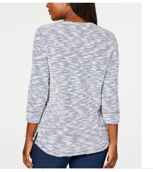 Karen Scott Blusa Feminina Space Dye Manga 3/4 Cinza Tamanho Pequeno