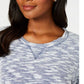 Karen Scott Blusa Feminina Space Dye Manga 3/4 Cinza Tamanho Pequeno