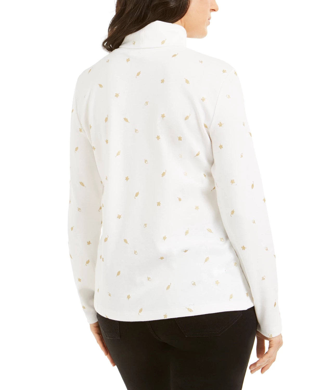 Karen Scott Suéter Feminino de Gola Alta com Cor de Outono Branco Tamanho X-G