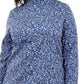 Blusa feminina Karen Scott com estampa floral e gola alta, azul-marinho, tamanho 1X