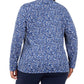 Blusa feminina Karen Scott com estampa floral e gola alta, azul-marinho, tamanho 1X