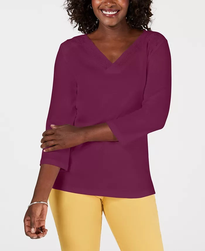 Karen Scott Top Feminino com Acabamento em Ilhós Roxo Tamanho Médio